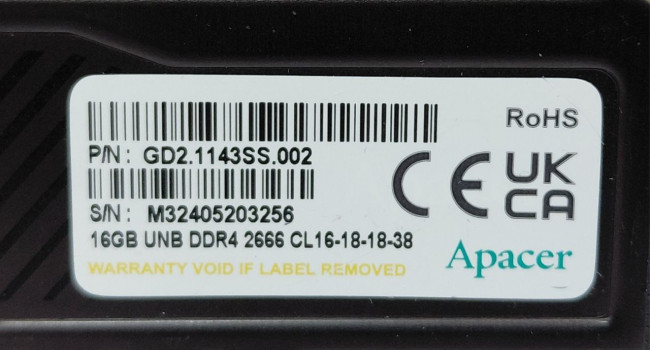 Оперативная память Apacer NOX GD2.1143SS.002r 16GB DDR4 2666Mhz Оперативная память Apacer NOX GD2.1143SS.002r 16GB DDR4 2666Mhz