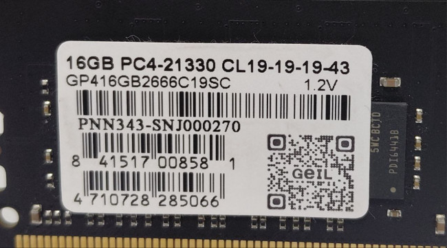Оперативная память GeIL GP416GB2666C19SC 16GB 2666Mhz Оперативная память GeIL GP416GB2666C19SC 16GB 2666Mhz