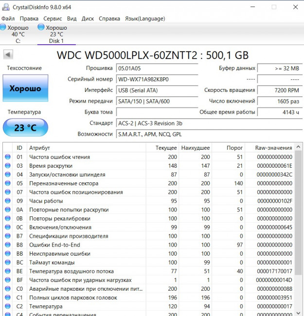 Жёсткий диск 2.5" WD Black 500GB WD5000LPLX