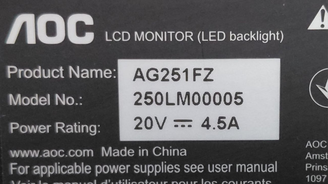 Игровой монитор 24.5" AOC AGON AG251FZ Игровой монитор 24.5" AOC AGON AG251FZ