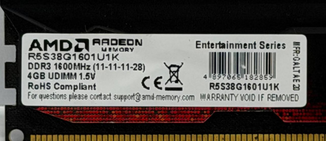 Оперативная память AMD (R5S38G1601U1K) 8GB DDR3 2X4GB, 1600Mhz Оперативная память AMD (R5S38G1601U1K) 8GB DDR3 2X4GB, 1600Mhz