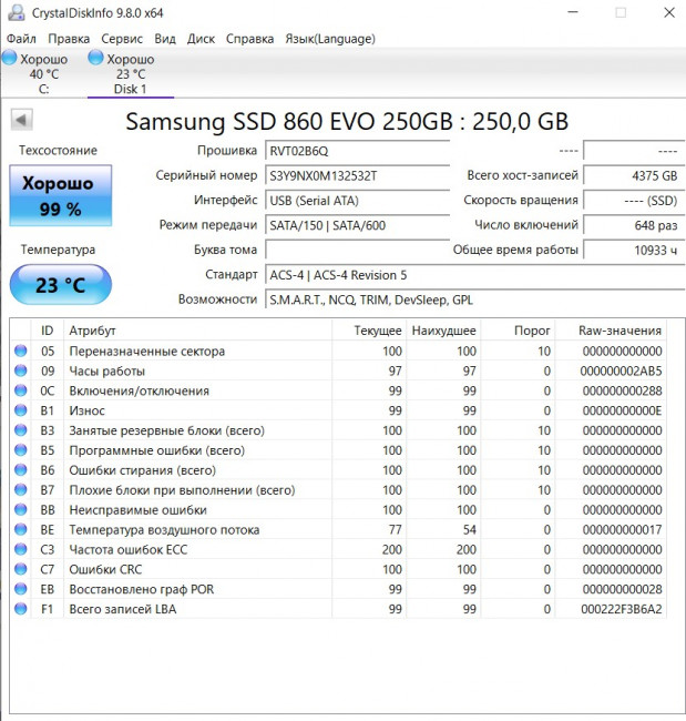 SSD Samsung 860 EVO 250Гб SSD Samsung 860 EVO 250Гб