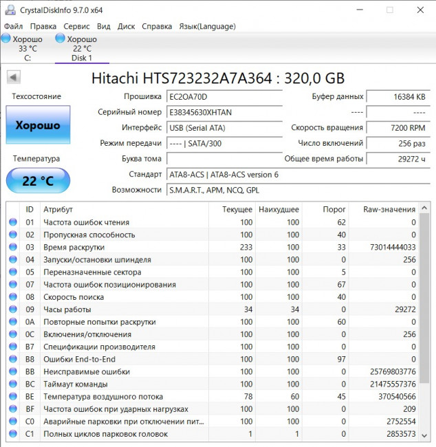 Жёсткий диск 2.5" Hitachi Z7K320-320 320GB  