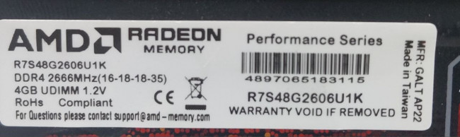 Оперативная память AMD Radeon R7S48G2606U1K DDR4 8ГБ. (2х4ГБ) 2666МГц Оперативная память AMD Radeon R7S48G2606U1K DDR4 8ГБ. (2х4ГБ) 2666МГц