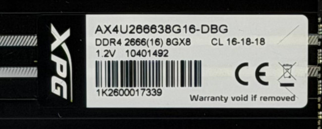 Оперативная память XPG Gammix AX4U266638G16-DBG DDR4 2666Mhz 2x8GB Оперативная память XPG Gammix AX4U266638G16-DBG DDR4 2666Mhz 2x8GB