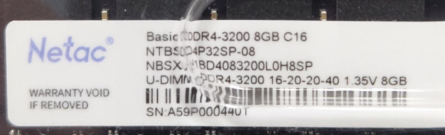 Оперативная память Netac Basics NTBSD4P32SP-08 8GB DDR4 3200MHz Оперативная память Netac Basics NTBSD4P32SP-08 8GB DDR4 3200MHz