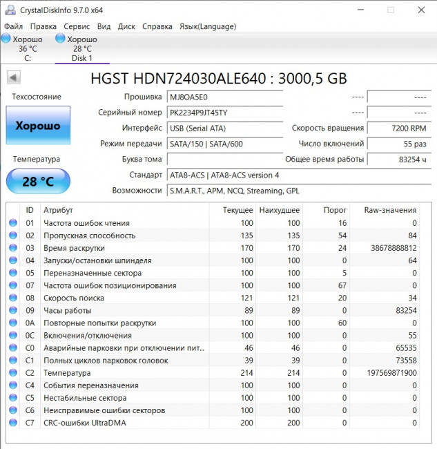 Жёсткий диск 3.5" HGST 3TB HDN724030ALE640