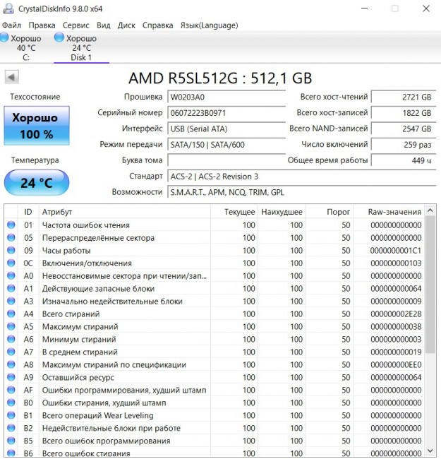 SSD-накопитель 2.5" AMD Radeon R5SL512G  512GB